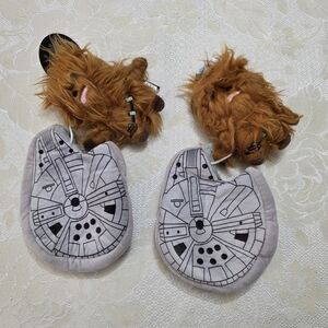 SOLD Lot Of 2 Star Wars Dog Toy Chewbacca Millennium Chewie Squeaker Plush Petco